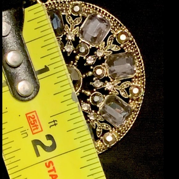 Purple Glass Medallion Large Pendant Long Statement Necklace 36” - Picture 5 of 5